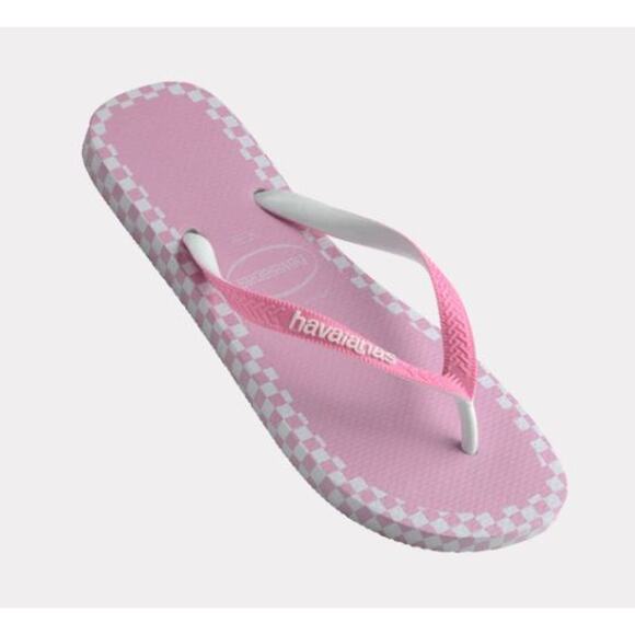 Havaianas Flip Flop Sandals Pink CHECKMATE Womens  size 9/10  EU 43/44 - Picture 2 of 3